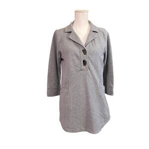 Neon Buddha Small Oversized Chunky Wood Buttons Soft Gray Logo Cardigan Pullover